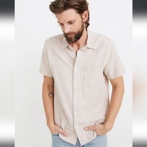 Madewell perfect fit striped short-sleeve button-shirt, Men's Large